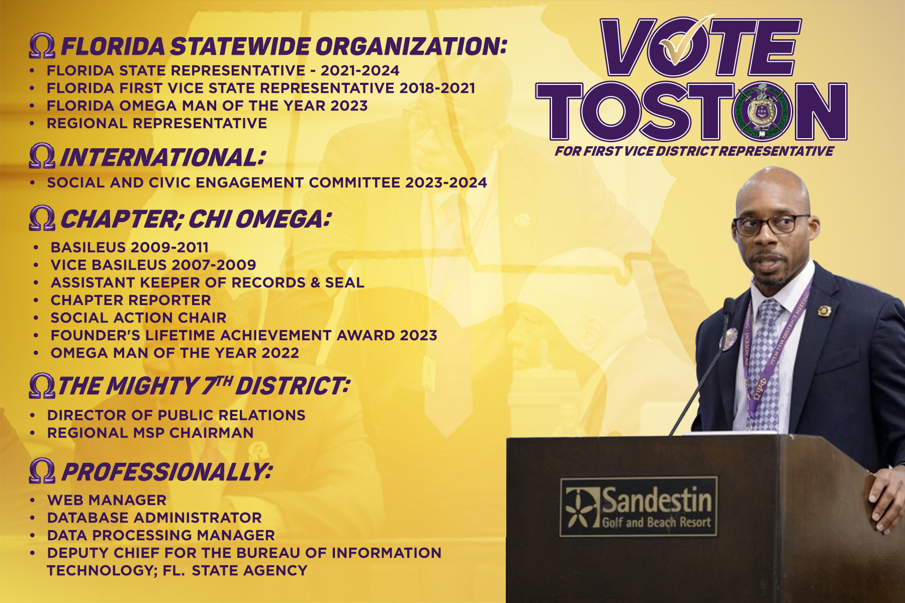 Darron Toston for 7thD First Vice District Representative